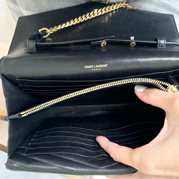 Saint Laurent YSL Monogram Sulpice Double Flap Wallet On Chain Calf Skin Bag - Picture 11 of 12